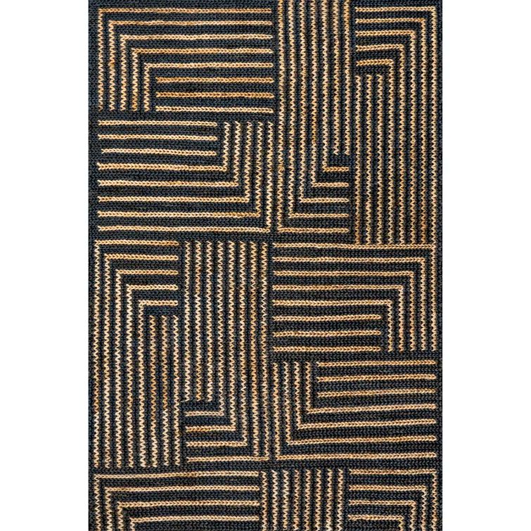 Black and Beige Braided Cotton Rectangular 4' x 6' Rug