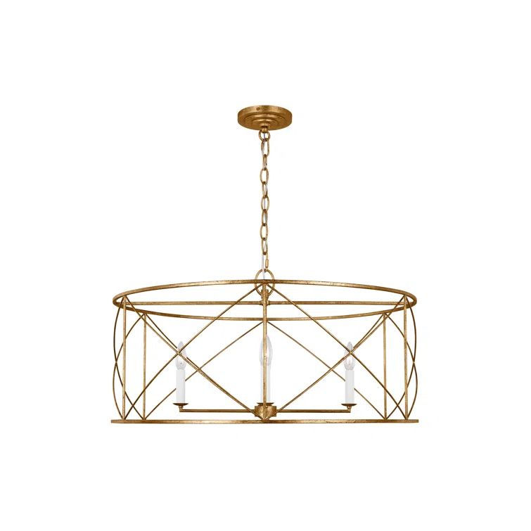 Antique Gild Brass 4-Light Candle Chandelier