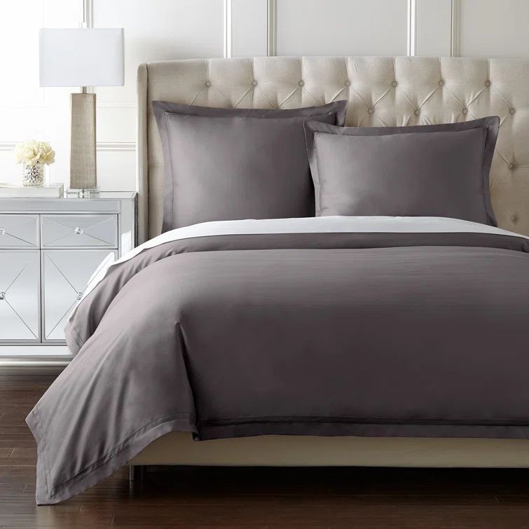 Charcoal Queen Egyptian Cotton 3-Piece Duvet Cover Set