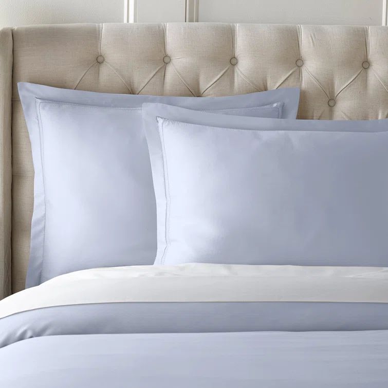 Icy Blue Queen Cotton Duvet Cover Set with Shams