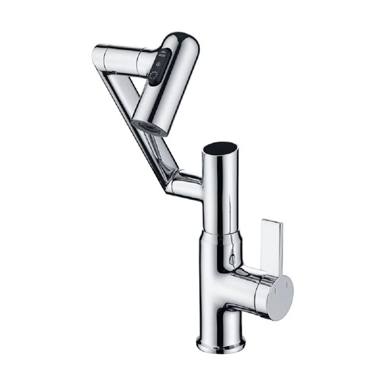 Chrome Rotatable Bathroom Faucet with Temperature Display and Triple Water Modes