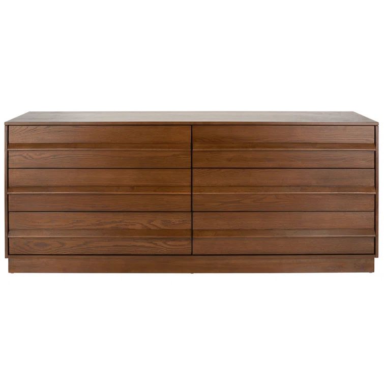 Deirdra Medium Oak 6-Drawer Dresser with Sleek Handles