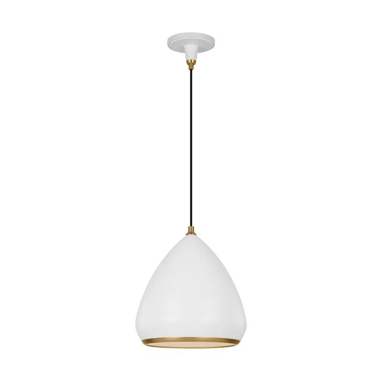 Matte White Teardrop Pendant Light with Aged Iron Shade