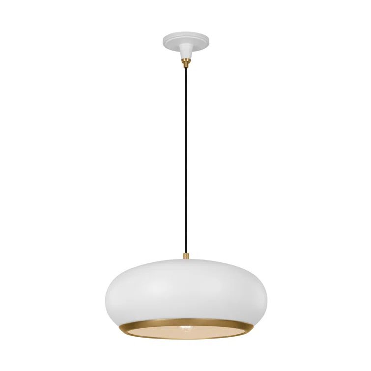 Clasica Matte White Glass Pendant Light with Aged Iron Steel Shade
