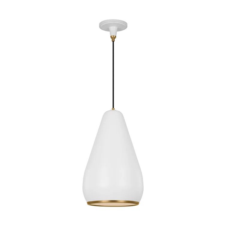 Matte White Teardrop Pendant Light with Aged Iron Steel Shade
