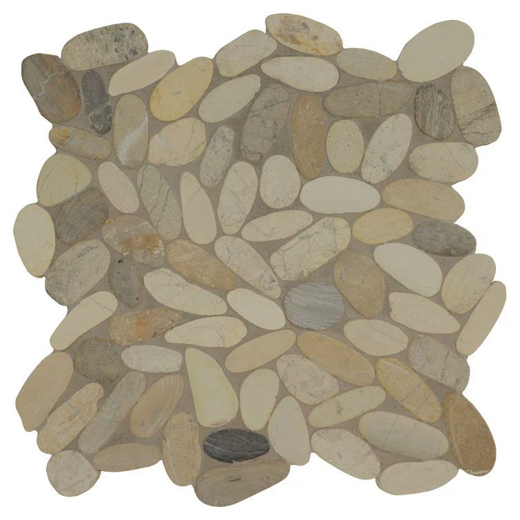 12" x 12" Beige and Light Brown Marble Mosaic Tile