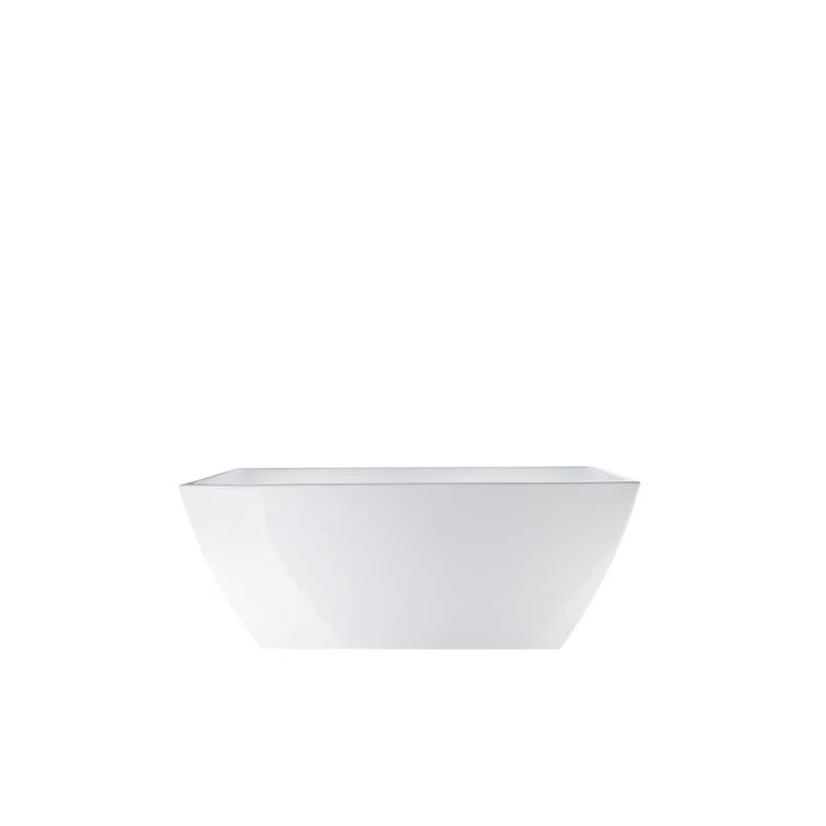 White Acrylic Freestanding Soaking Bathtub, 59" x 30"