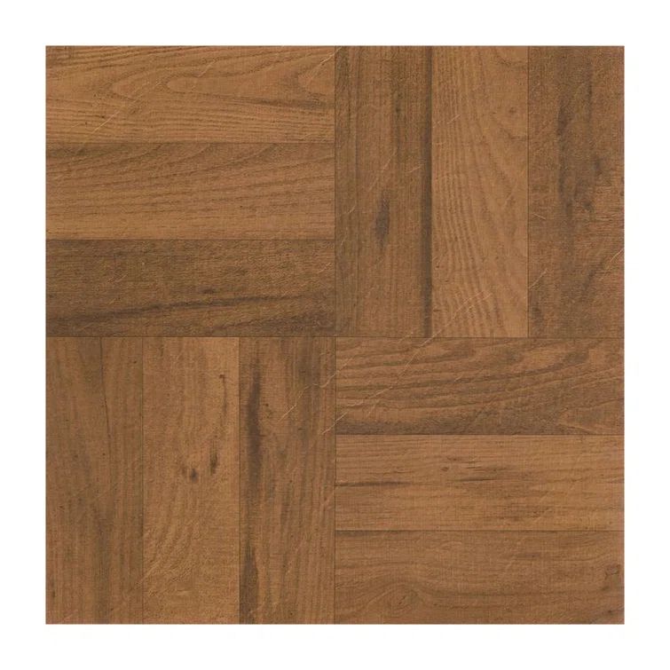 Medium Oak Parquet Self-Adhesive Vinyl Floor Tiles, 12" x 12"