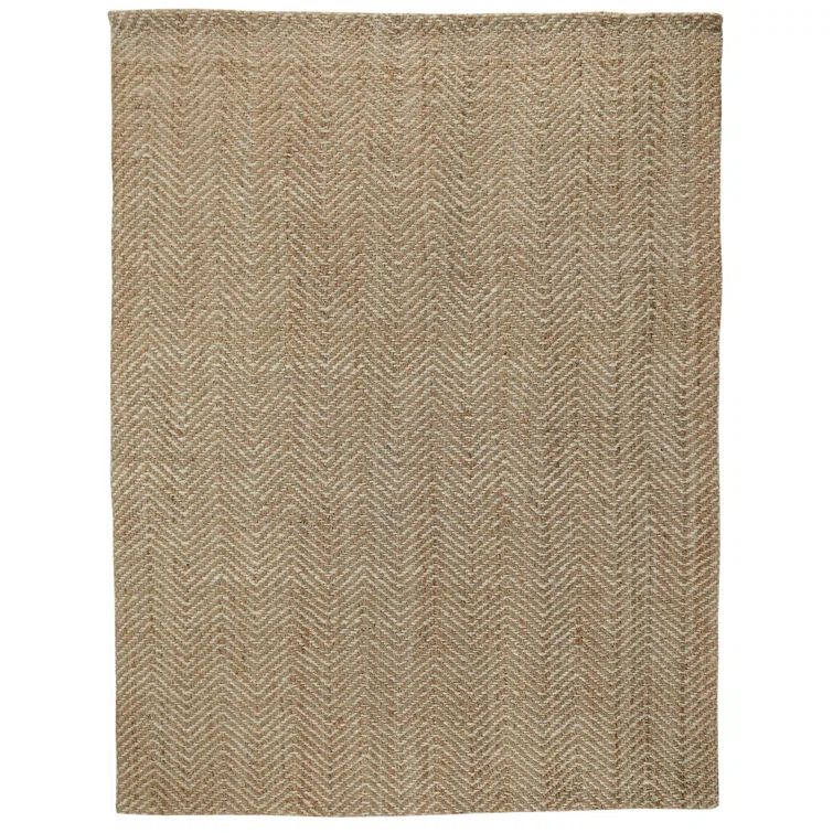 Handmade Ivory Wool Herringbone Rectangular 8' x 10' Rug