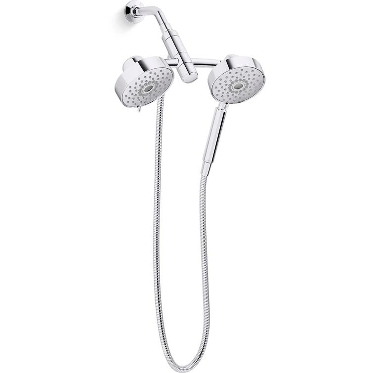 Polished Chrome Dual Head Wall Mounted Shower System