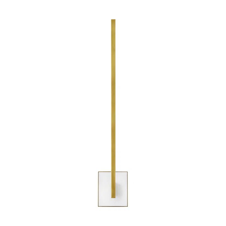 Klee Dimmable LED Wall Sconce in Black with Natural Brass and White Marble