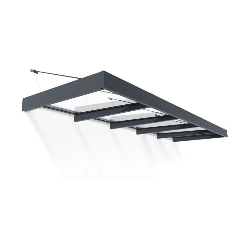 Sophia XL 15' x 5' Gray Aluminum and Clear Acrylic Door Awning