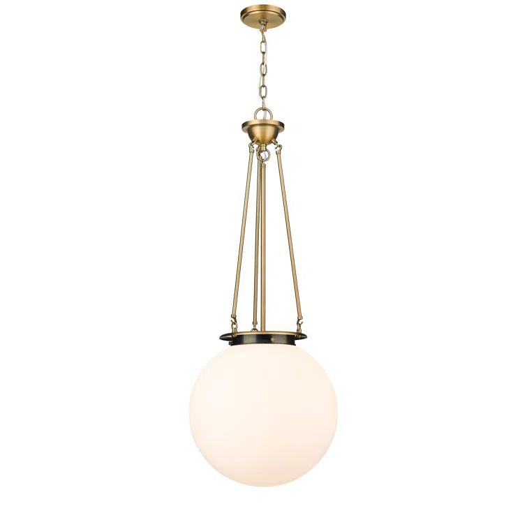 Beacon Brushed Brass and Matte White Globe Pendant Light
