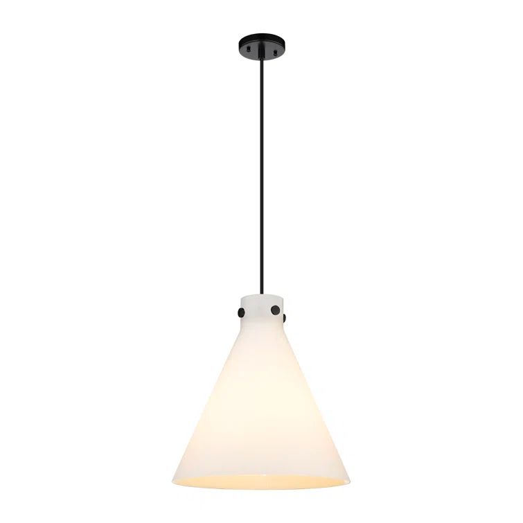 Newton 17.75" Matte Black Glass LED Pendant Light