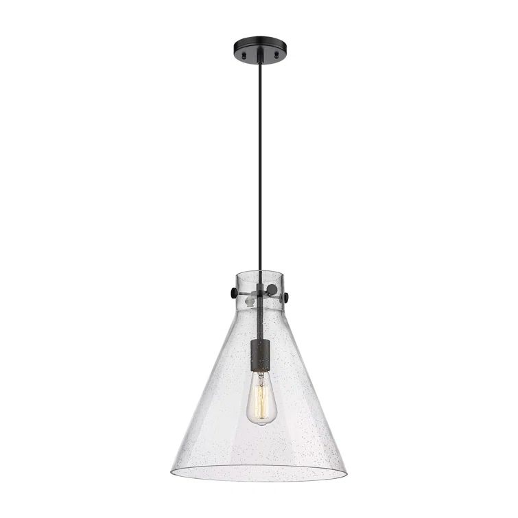 Newton Cone Matte Black Glass Pendant Light