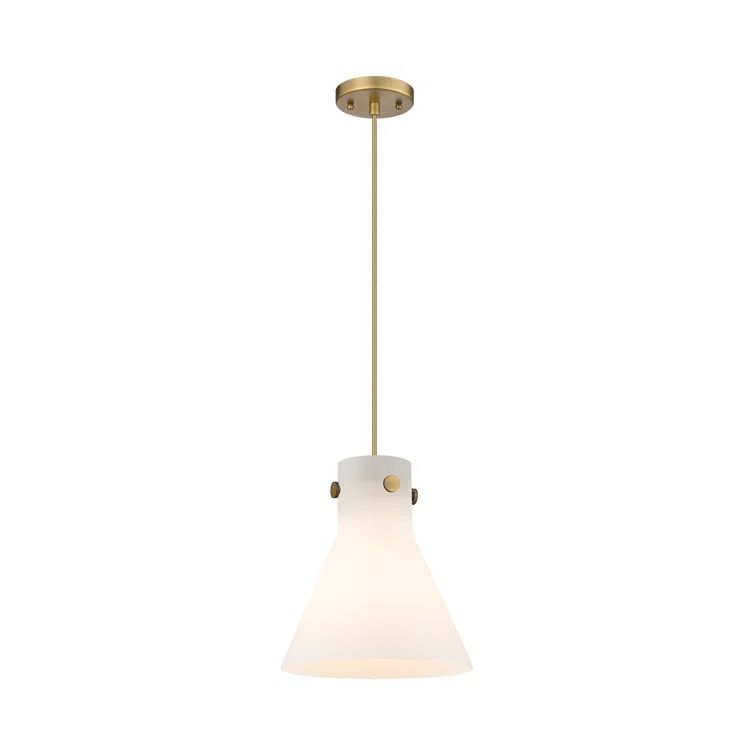 Newton Cone 11'' Brushed Brass Modern Pendant with Matte White Shade