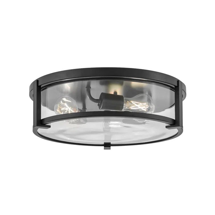 Black Nickel 3-Light LED Flush Mount with Clear Glass Shade