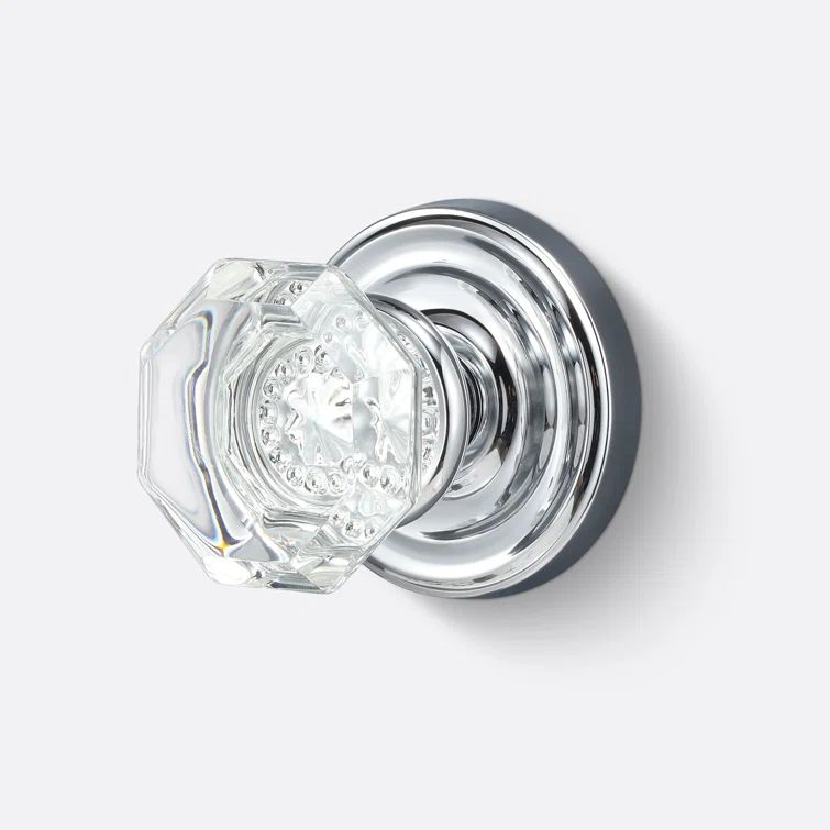 Polished Chrome Victorian Crystal Glass Dummy Door Knob
