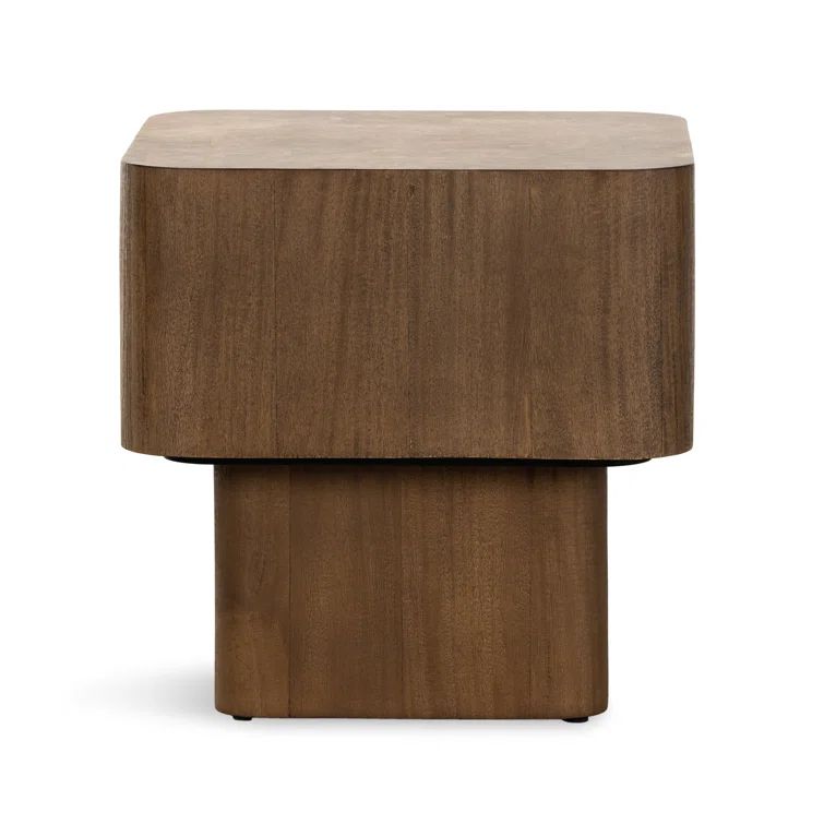 Warm Umber Burl and Dark Mahogany Rectangular End Table