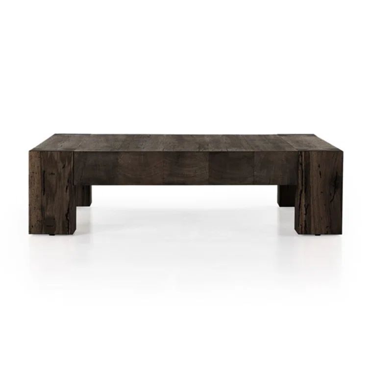 Ebony Rustic Wormwood Oak Rectangular Coffee Table with Storage