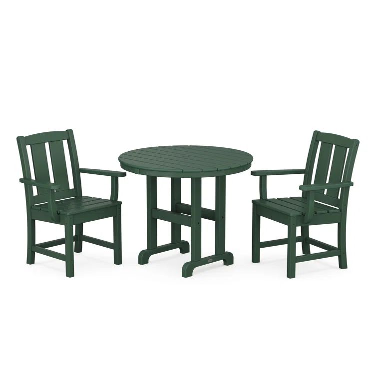 Green 3-Piece Farmhouse Outdoor Dining Set