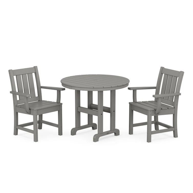 Slate Gray 3-Piece Farmhouse Outdoor Bistro Set