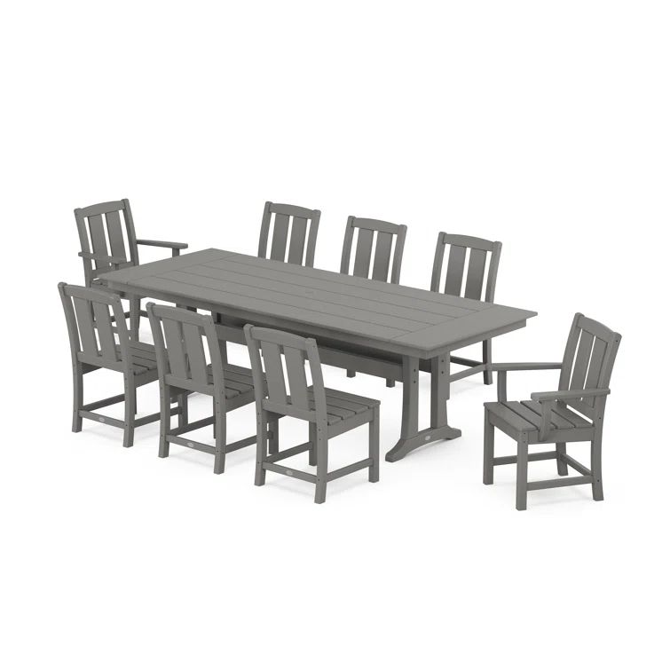 Slate Gray 9-Piece Farmhouse Outdoor Dining Set