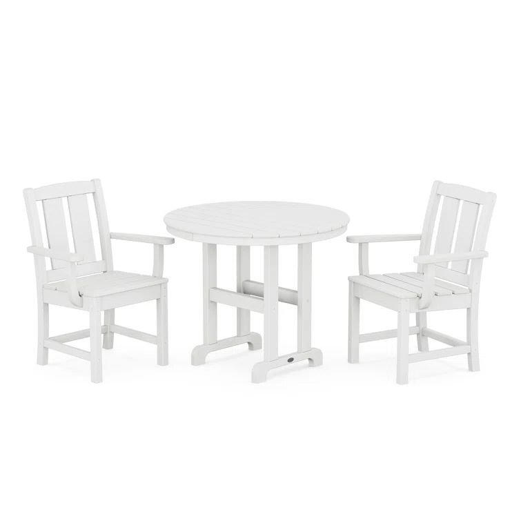 White Polywood 2-Person Farmhouse Outdoor Dining Set