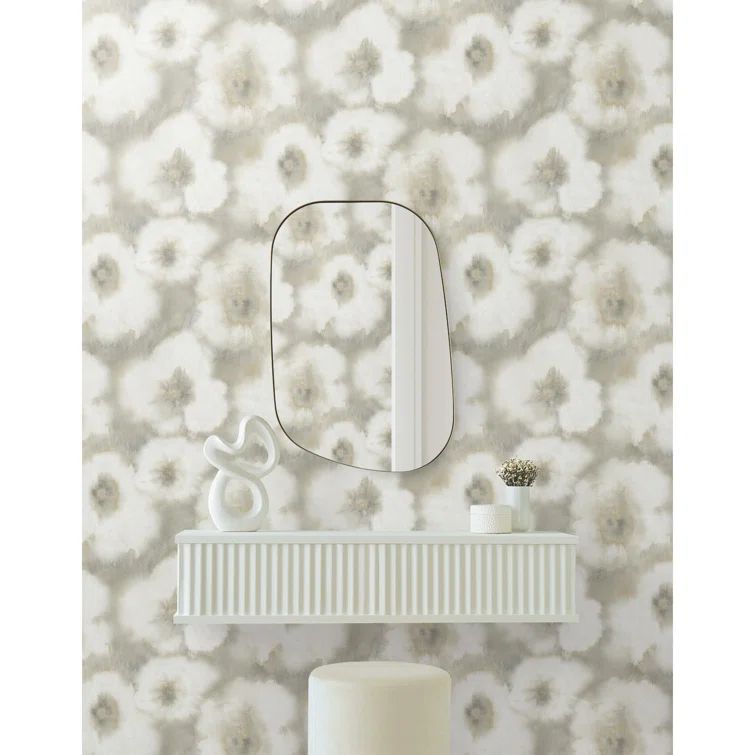 Neutral Floral Linen Canvas Non-Pasted Wallpaper Roll