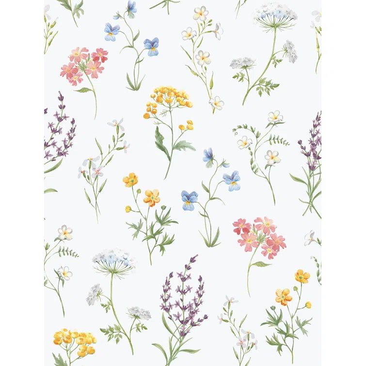 Spring Blossom Botanical Floral Multicolor Non-Woven Wallpaper Roll