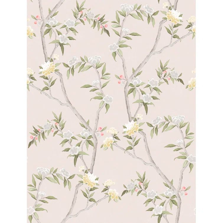 Pink Floral Vine Non-Woven Wallpaper Roll