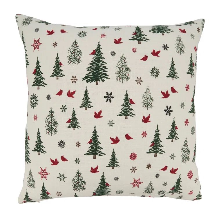 Evergreen Christmas Trees Cotton Throw Pillow