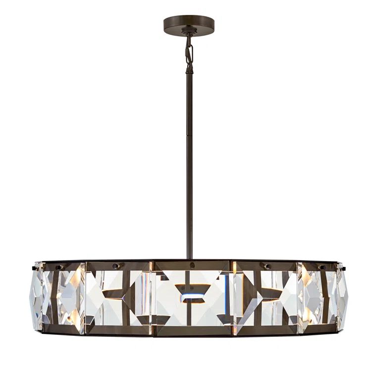 Jolie Black Oxide LED Drum Chandelier with Crystal Accents
