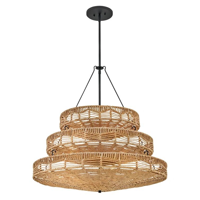 Ophelia Black and Natural LED Tiered Pendant Light