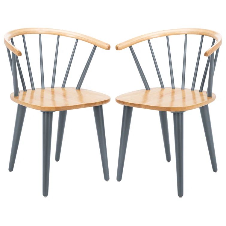 Blanchard Black and Natural Wood Curved Spindle Side Chair - Set of 2