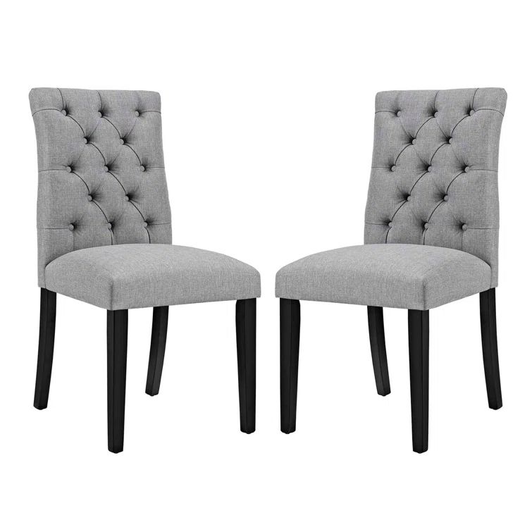 Elegant Duchess Light Gray Tufted Upholstered Dining Chair