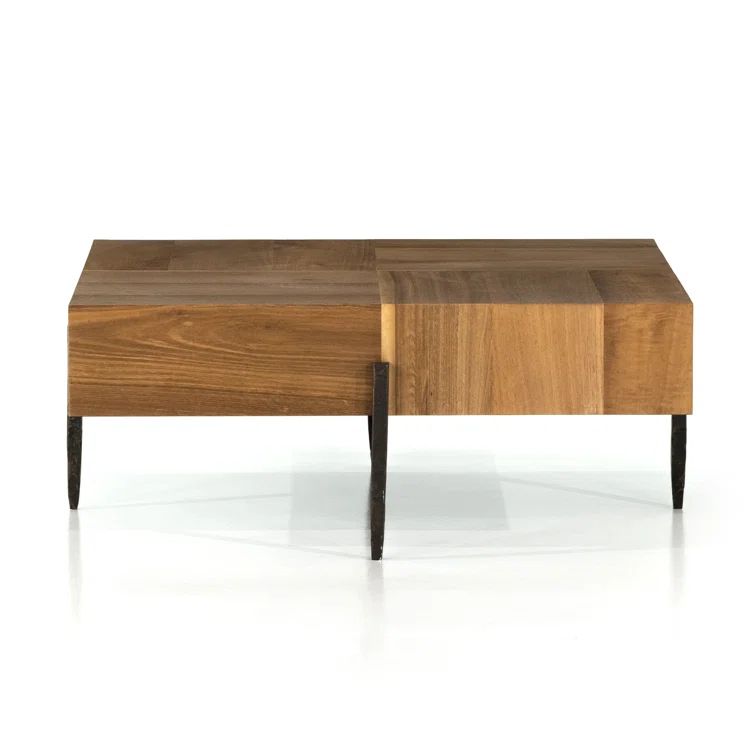 Contemporary Yukas Wood & Iron Square Coffee Table, 41"