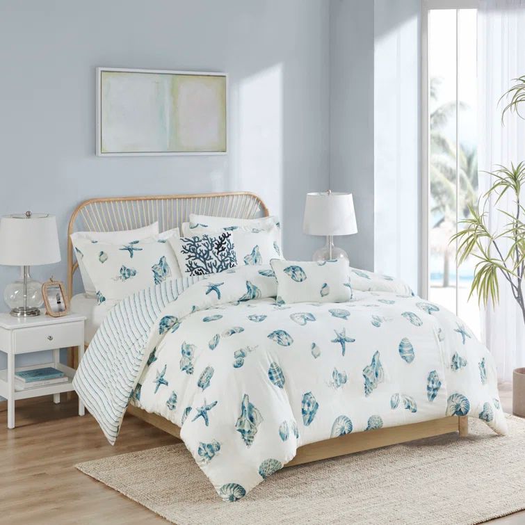 Twin Nautical Blue and White Cotton Sham Set