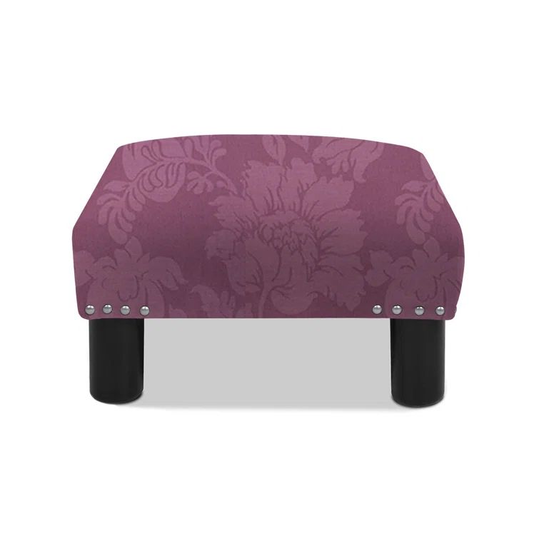 Jules Purple Floral Sateen Upholstered Footstool Ottoman