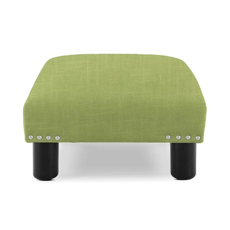Bright Chartreuse Linen Cotton Blend Square Footstool Ottoman