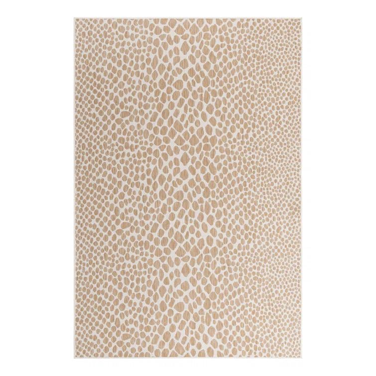 Beige and Ivory Synthetic Flat Woven Outdoor Rug, 8' x 10'