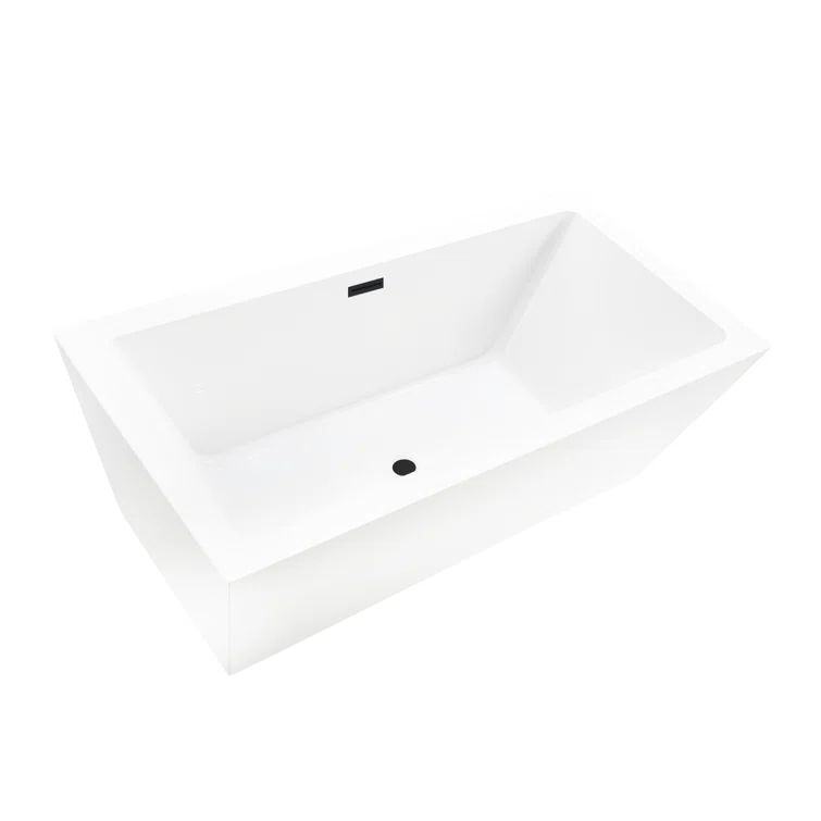 Elena 59" White Acrylic Freestanding Soaking Bathtub