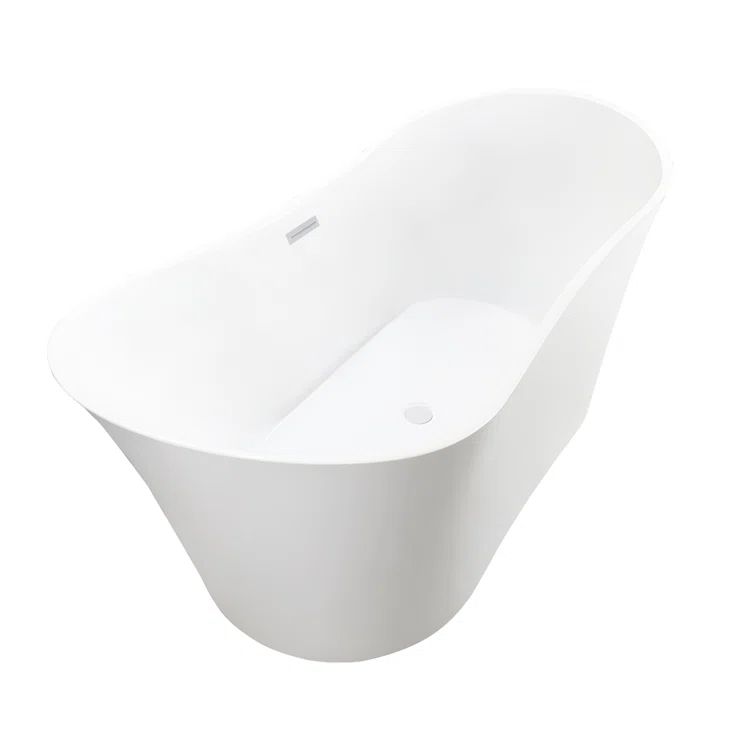 67" Pure White Acrylic Freestanding Soaking Bathtub