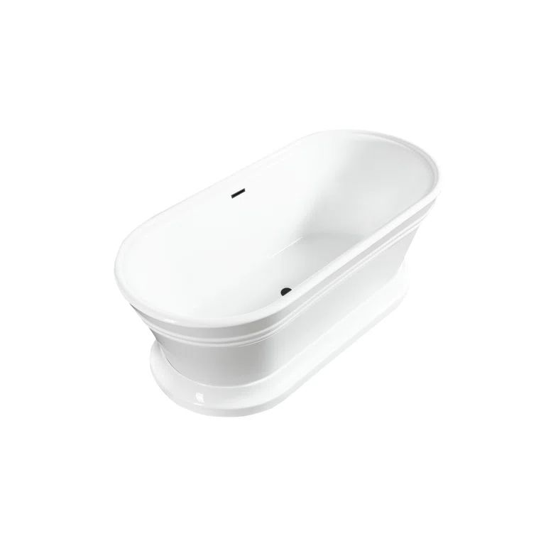 Athena 67" White Acrylic Freestanding Soaking Bathtub
