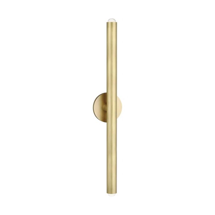 Natural Brass Dimmable LED Wall Sconce with Crystal Shade