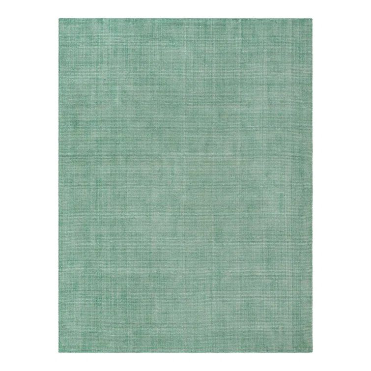 Hand-Knotted Green Wool Rectangular Area Rug, 10' x 13'