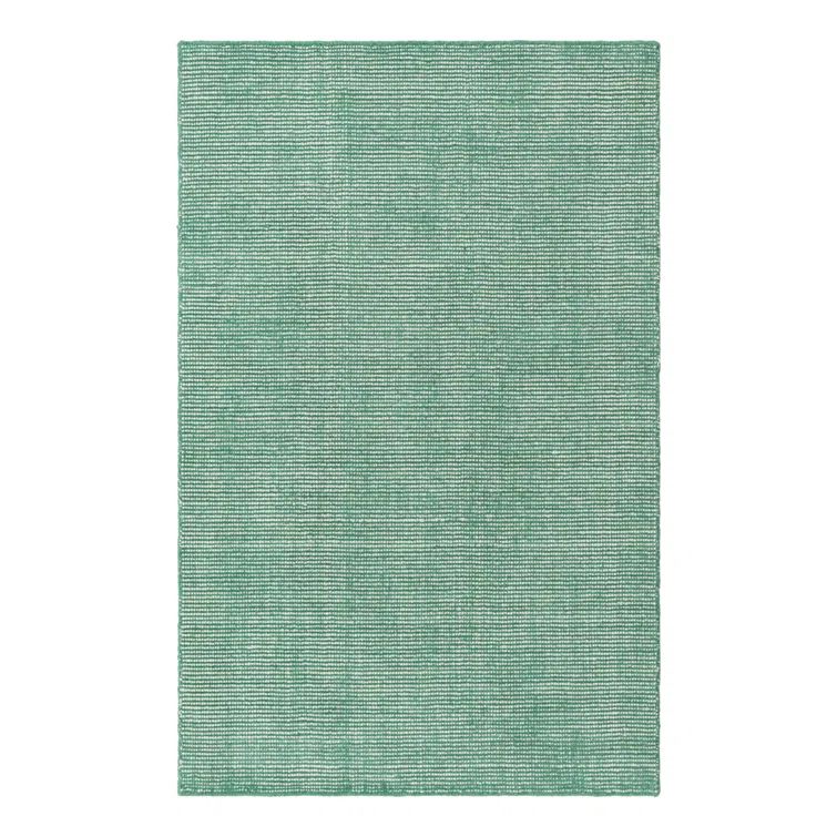 Hand-Knotted Ivory and Green Wool Rectangular Rug, 4' x 6'