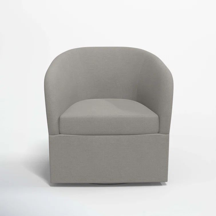 Classic Gray Linen Upholstered Swivel Barrel Chair