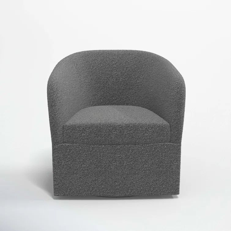Classic Smoke Boucle Swivel Barrel Chair with Manufactured Wood Frame