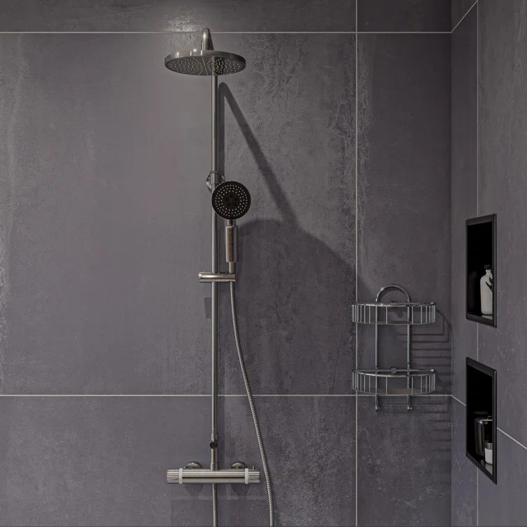 Brushed Nickel Adjustable Height Rain Shower System